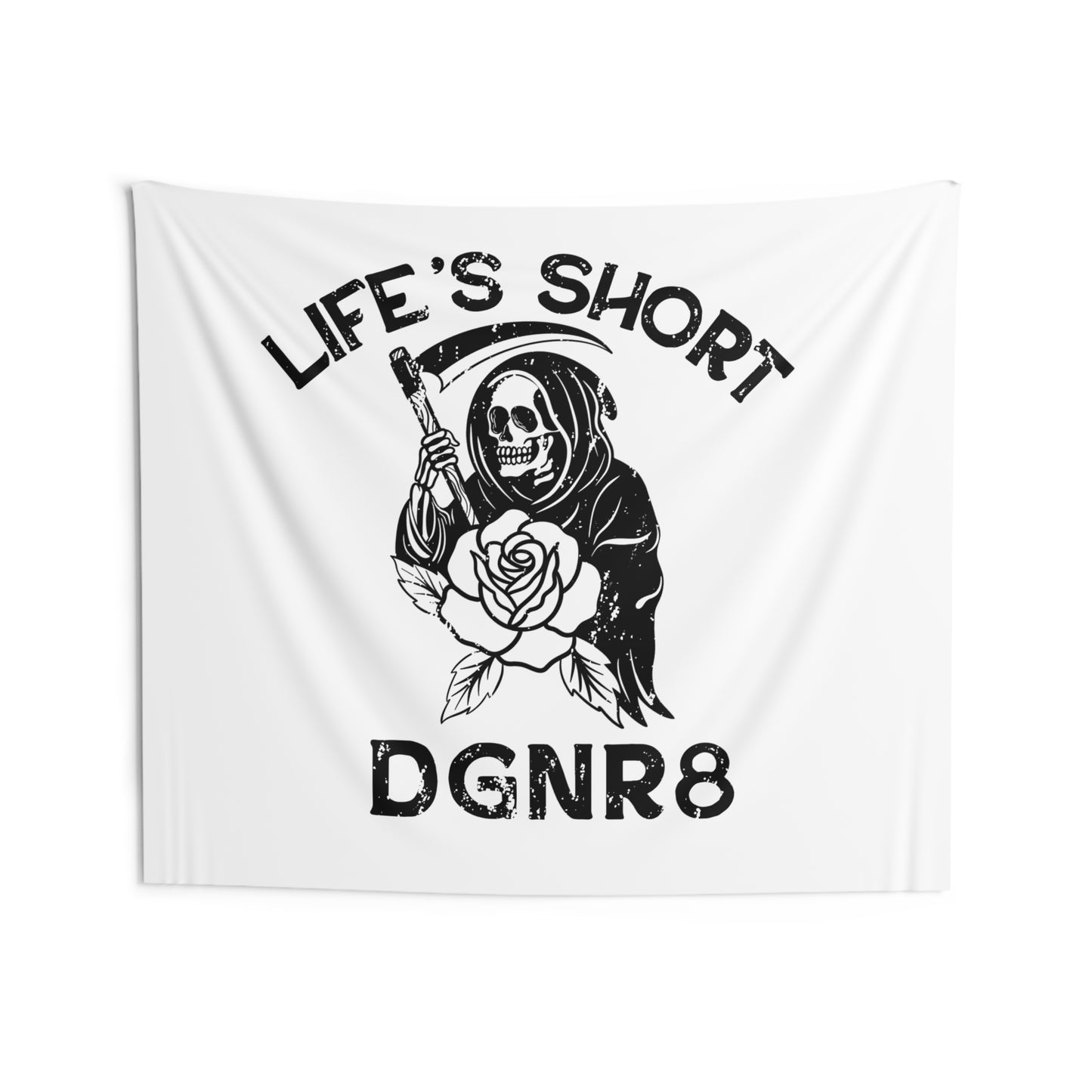 Life's Short DGNR8 Skull Rose Wall Tapestry