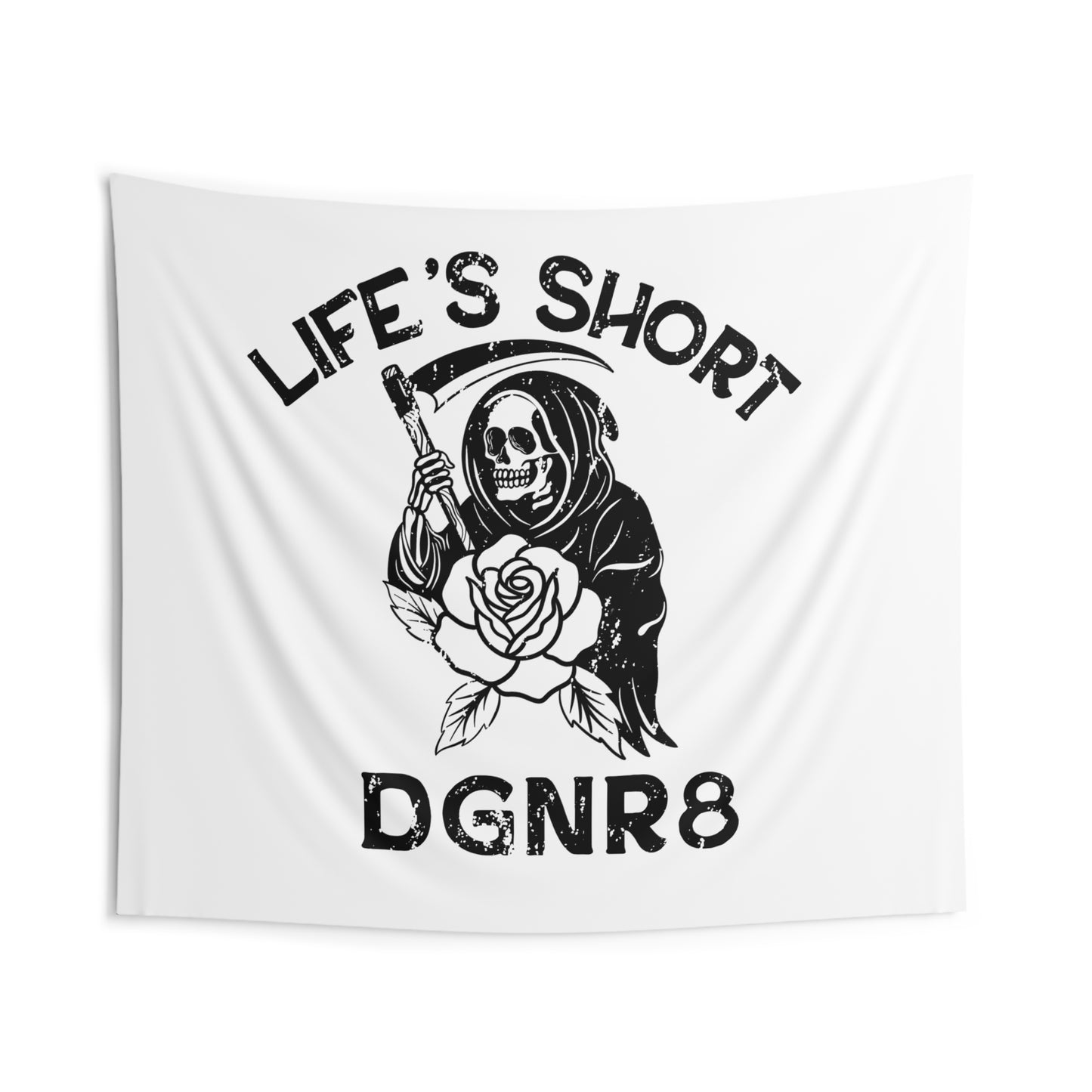 Life's Short DGNR8 Skull Rose Wall Tapestry