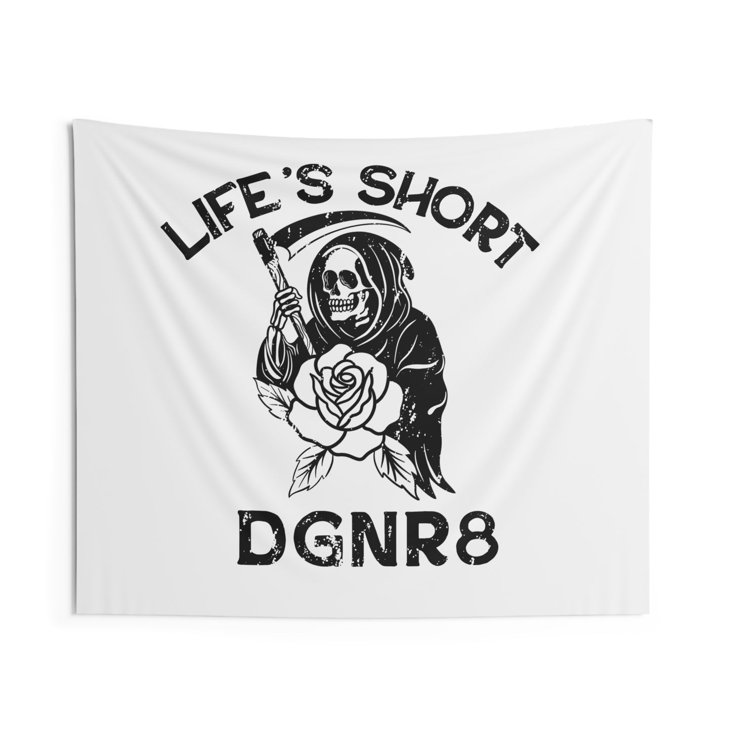 Life's Short DGNR8 Skull Rose Wall Tapestry
